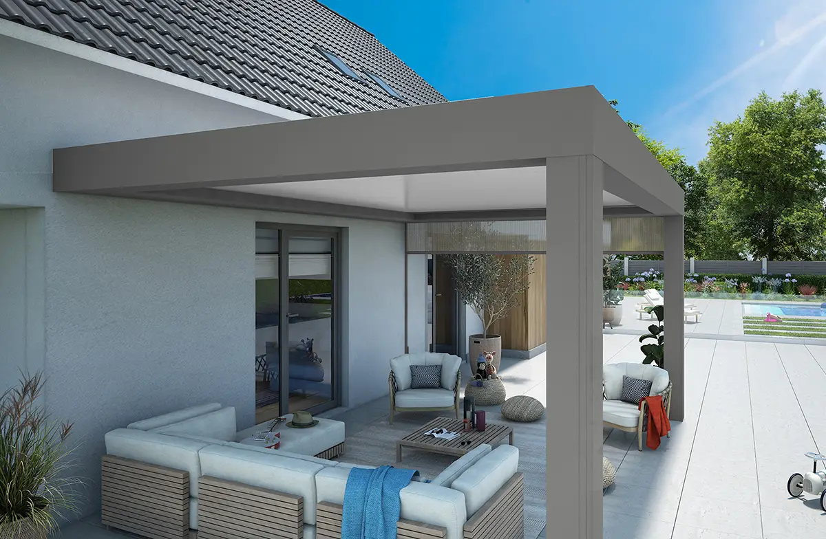 Pergola adossée plein aluminium Poppy